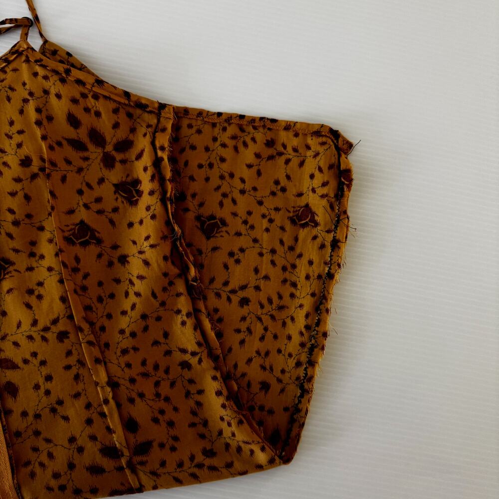 Sisley Italy Mini Slip Dress Yellow Red Floral 90s Y2K Euro Summer Romantic XS - Picture 5 of 16